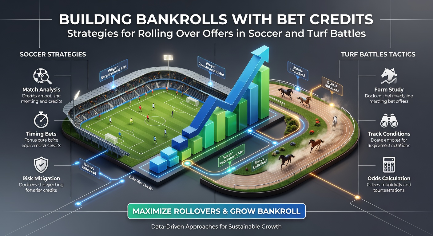 Close-up of a bet slip showing rolled-over credits on a soccer match and horse race, with graphs illustrating bankroll growth over multiple wagers