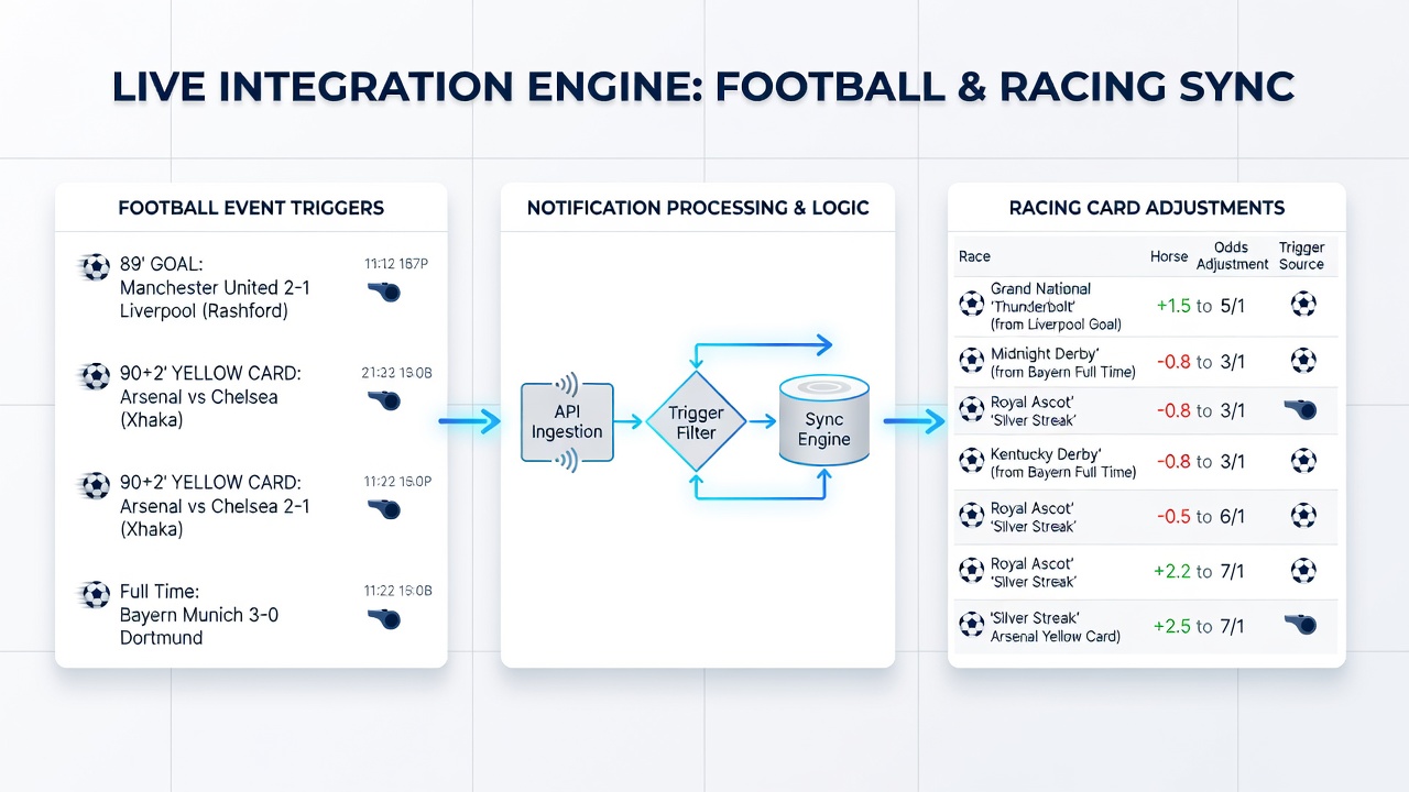 Diagram showing trigger mapping between live football events and racing card modifications