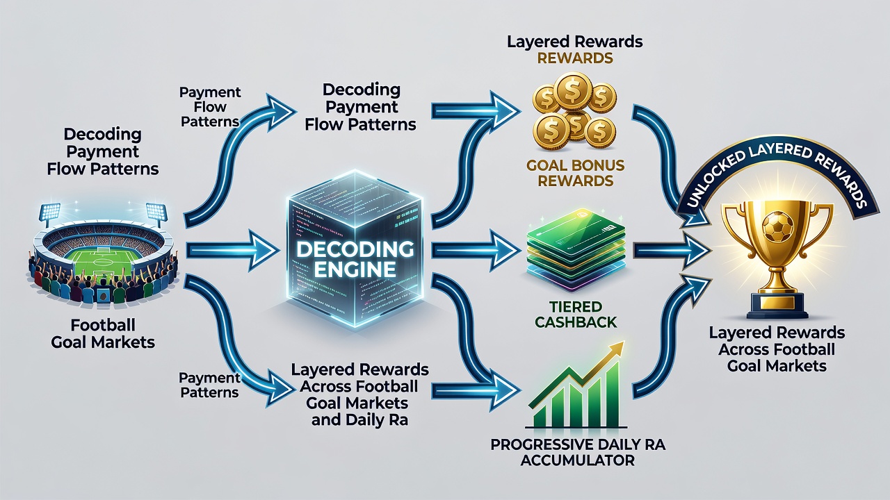 Illustration of layered reward structures linking football goal bets and horse racing card selections through payment pathways