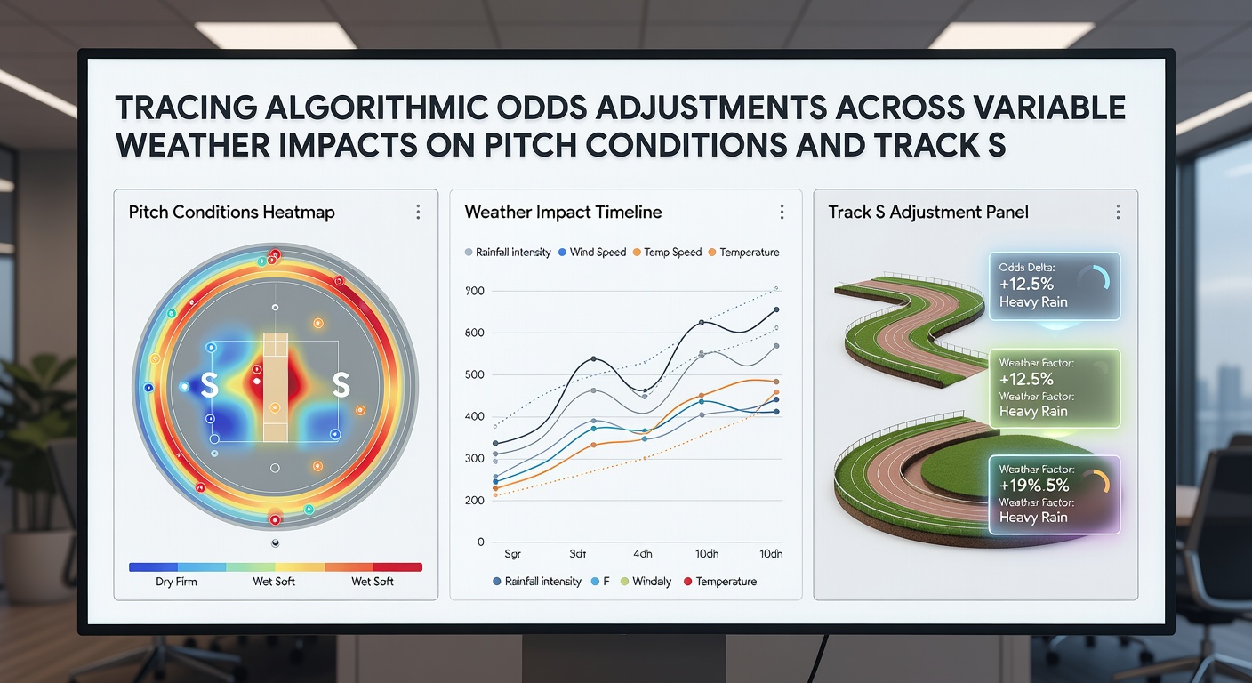 Detailed view of algorithmic adjustments applied to racing track surfaces under changing weather conditions